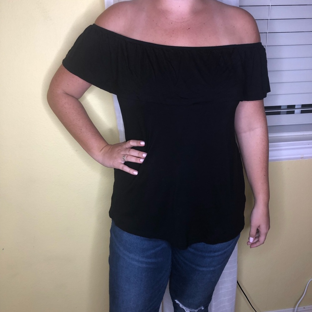 Black off the shoulder top